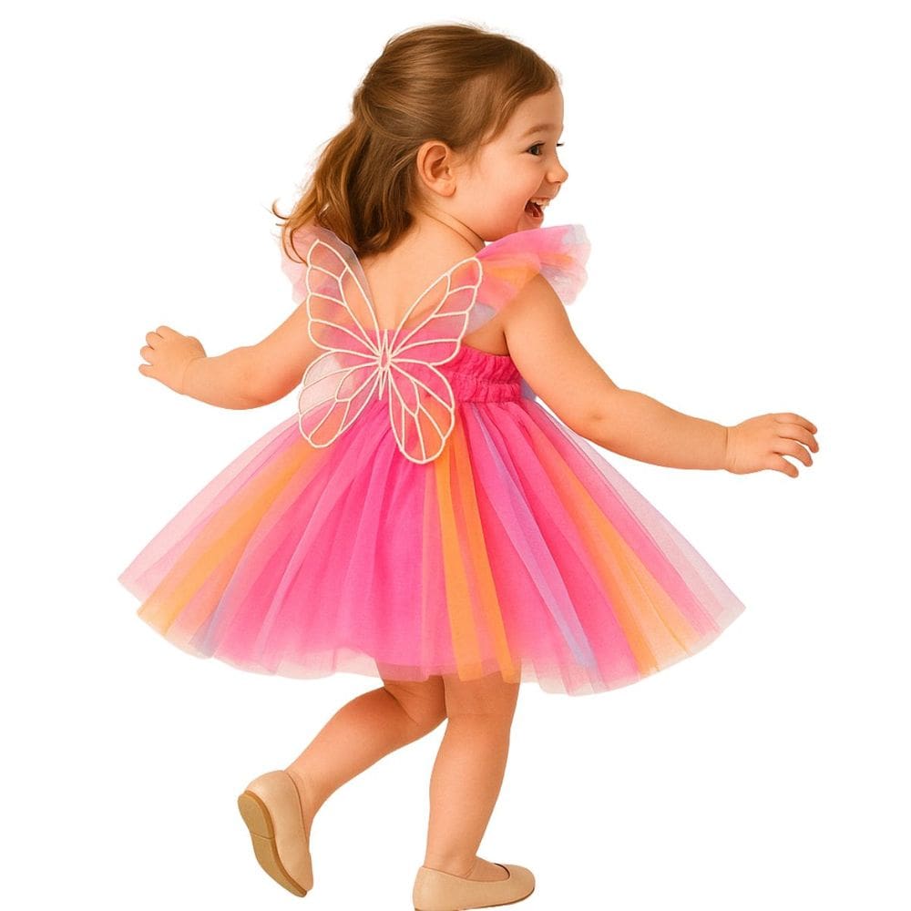 Vestido Infantil Menina Casamento Tule Borboleta Furta Cor