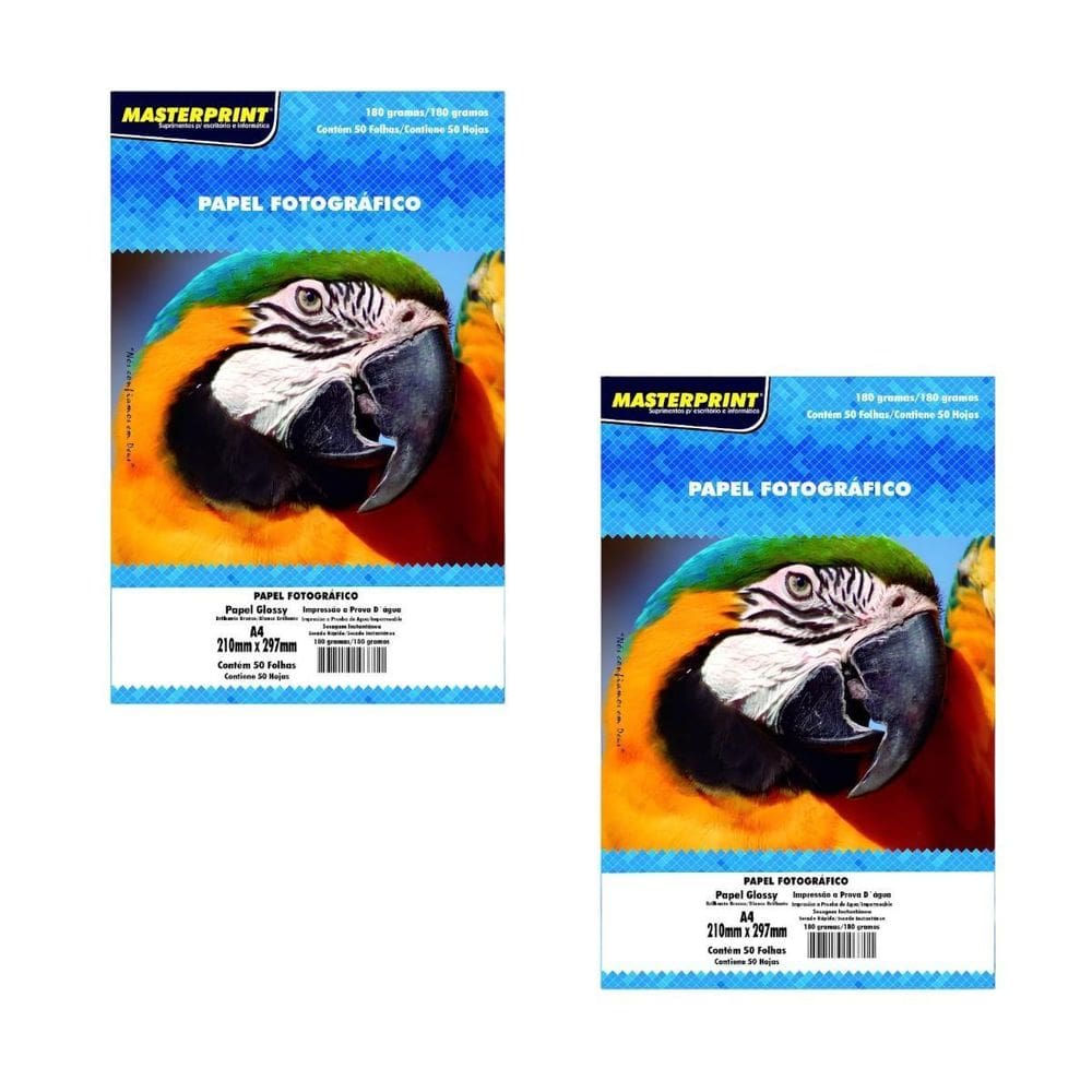 Kit 2 Papéis Fotográficos Inkjet A4 Glossy 180G Com 50 Un