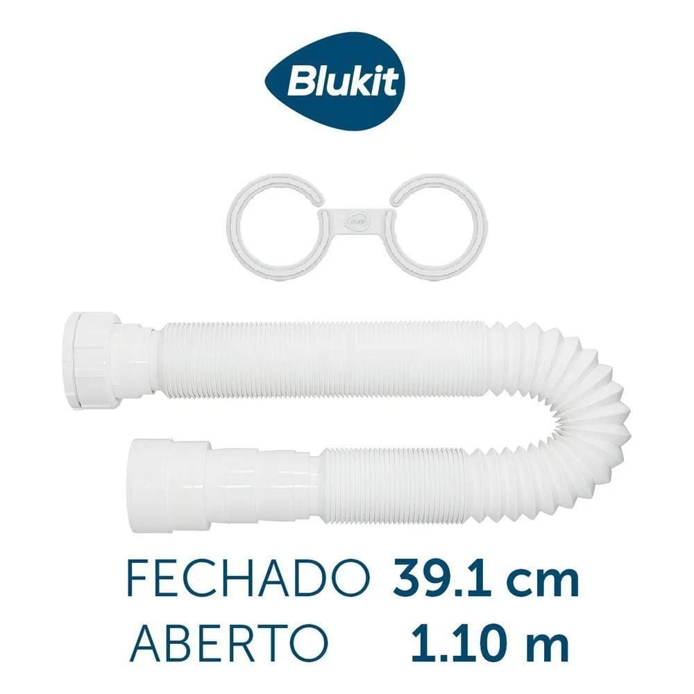 2X Sifão Universal Longo 1,1 Metros Tanque Pia Lavatorio Blu