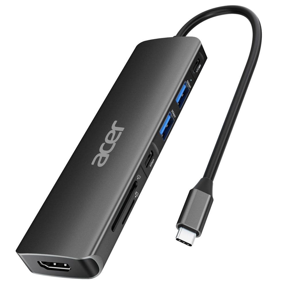 Hub USB C Acer 7 em 1 USB-C para HDMI Dock 4K PD 100W preto