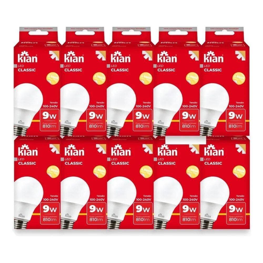 2X Kit 10 Lampada Led E27 9W Branca Ou Amarela Casa E Comerc