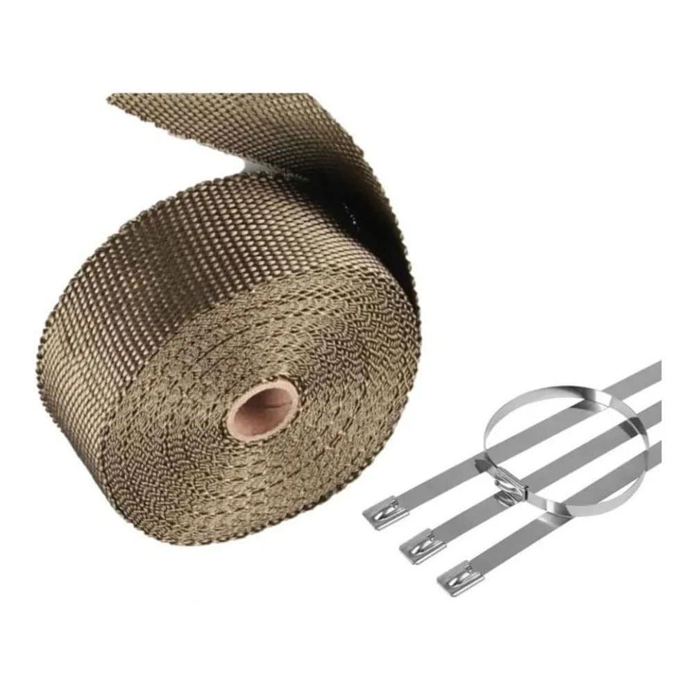 2X Fita Termotape Titanium Manta Térmica Escapamento 5M 6 Zi