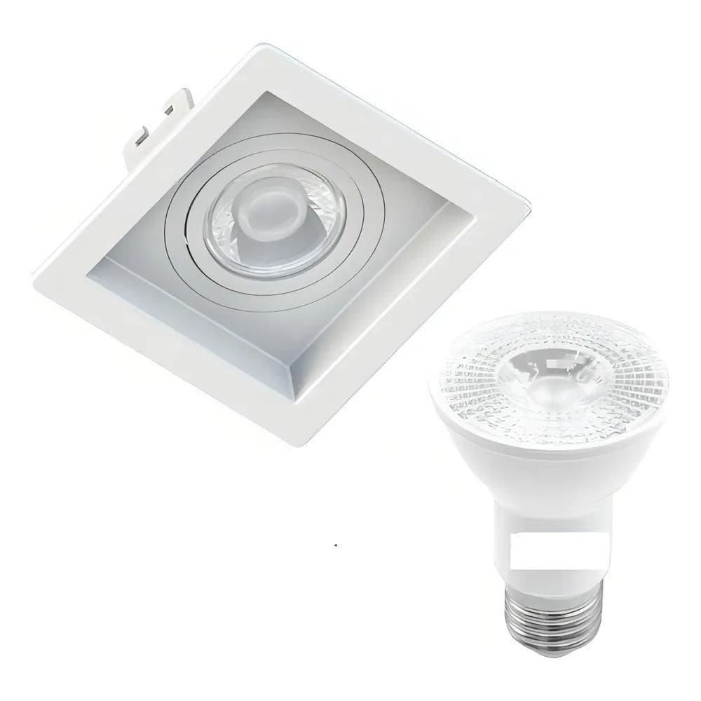 Embutido Par20 Recuado Quadrado + Lâmpada Led 7W 4000K Cor B