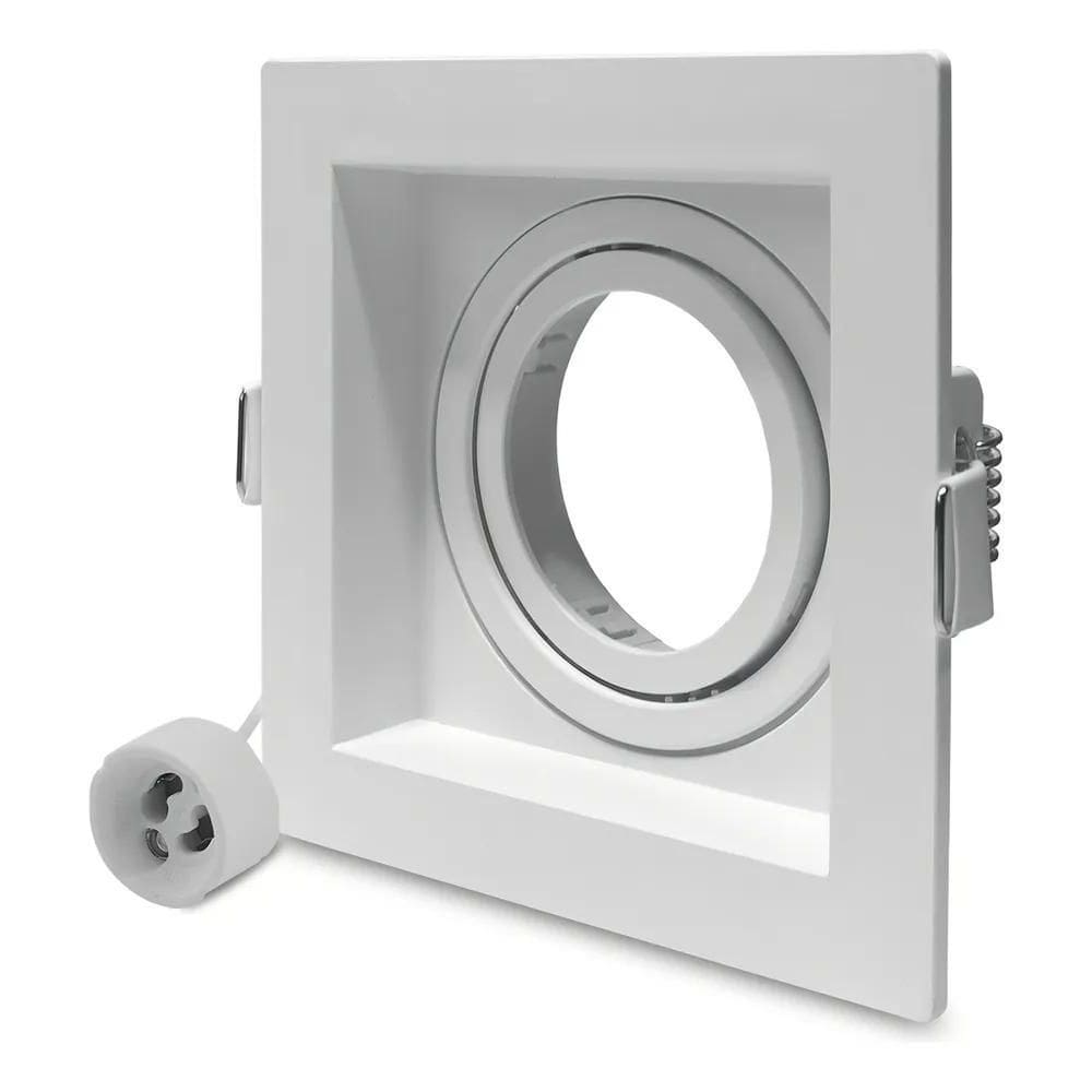 2X Spot Embutir Recuado Quadrado Dicroica Mr16 Pix Branco