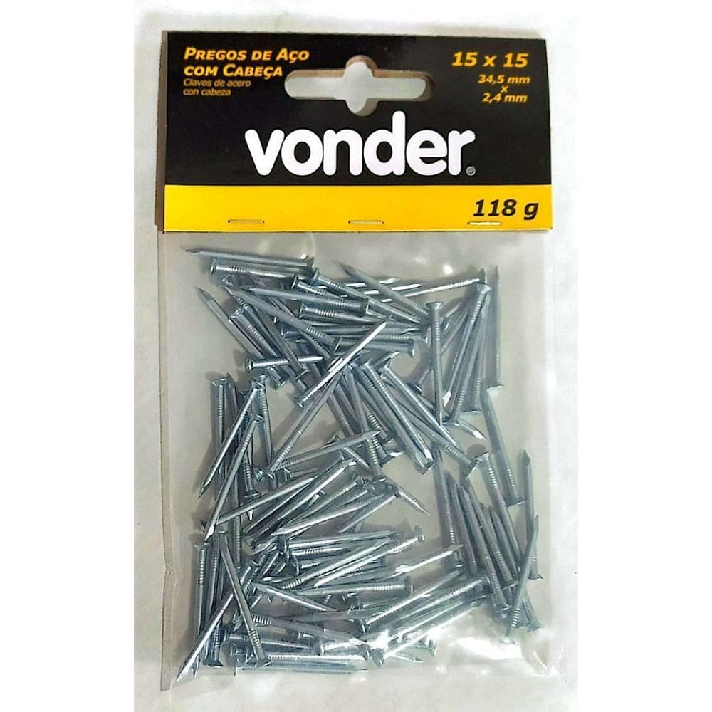 Prego De Aço 15X15 Com Cabeça Zincado - Vonder