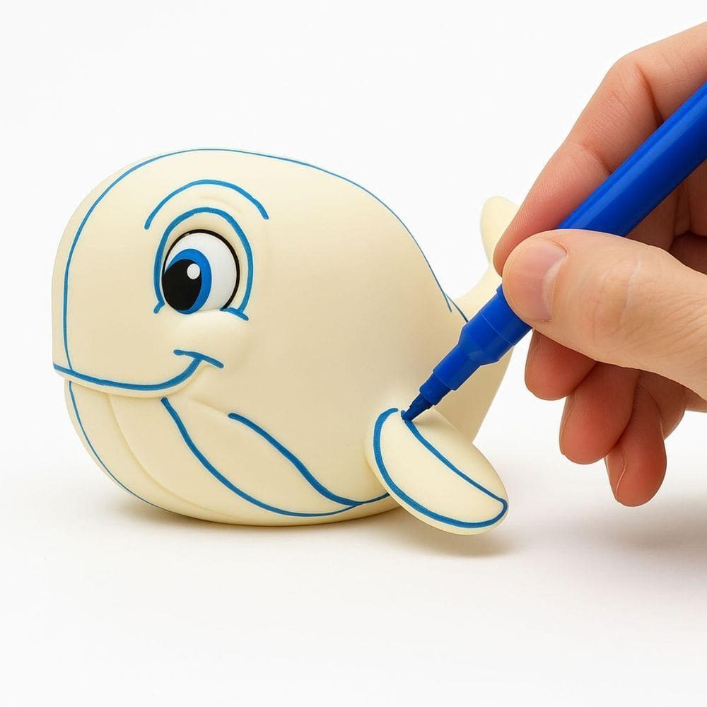 Boneco Baleia Pintura Aqua Art Com Canetinhas E Duchinha