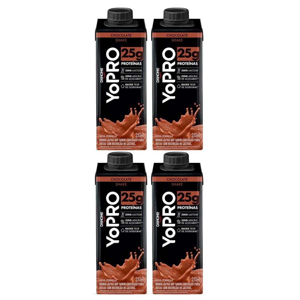 Kit 4 YoPRO Bebida Láctea UHT Chocolate 25g de proteínas 250ml