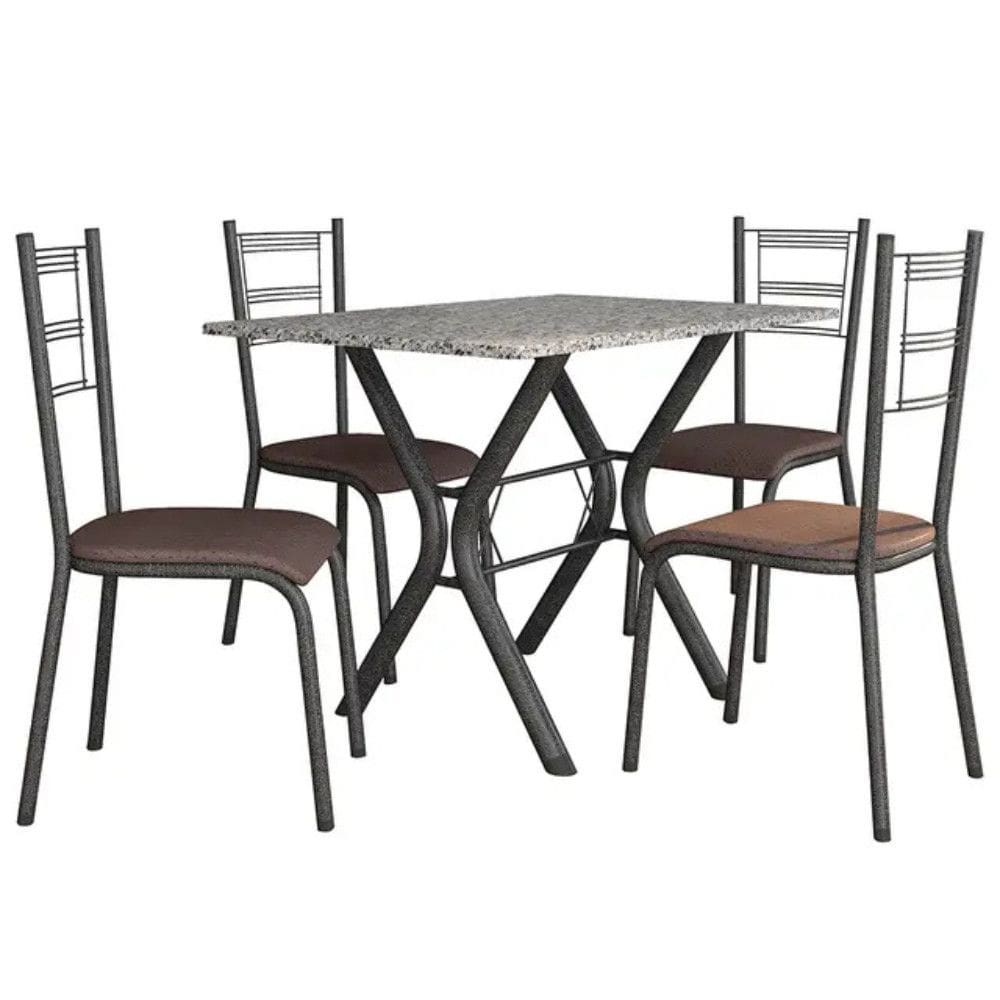 Conjunto de Mesa 4 Cadeiras Tampo Granito Santiago Fabone
