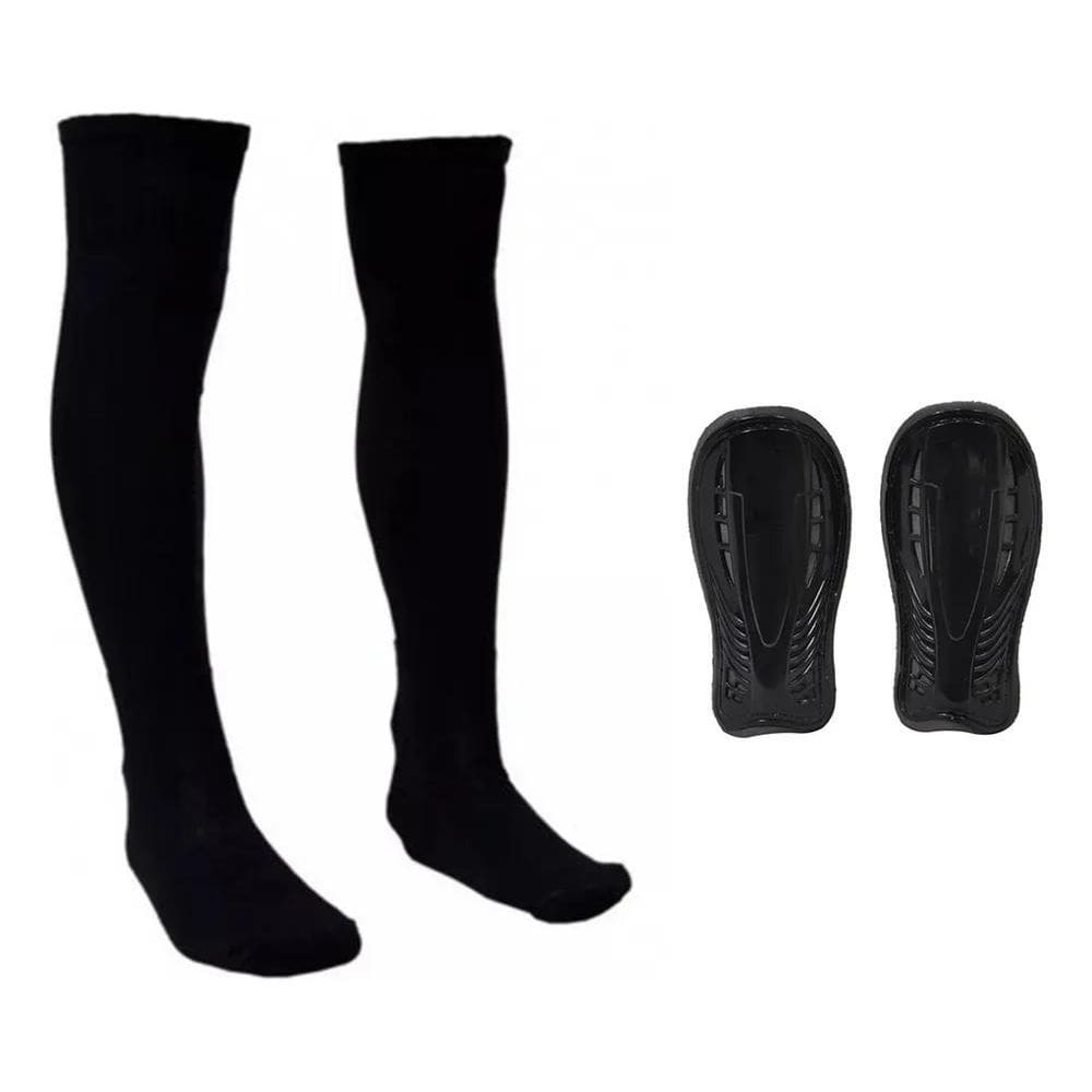 2X Kit Profissional Meião Futebol Caneleira Adulto Juvenil34