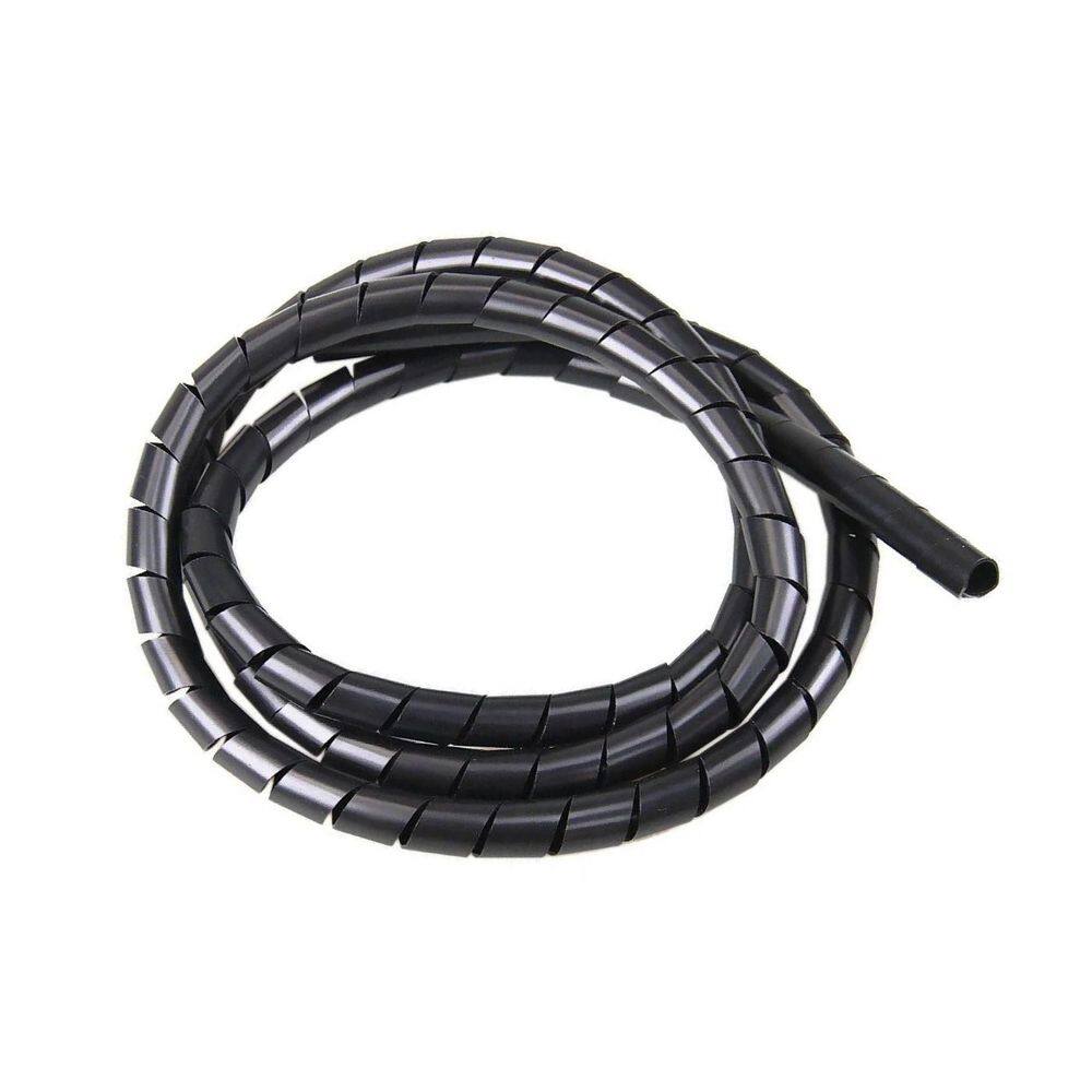 Organizador Fios Cabos 10Mm Espiral Flexível 5 Metros Preto