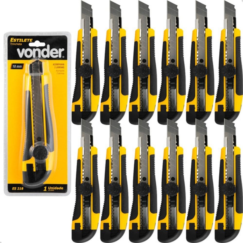 Kit 12 Estiletes Profissional Emborrachado 18mm - Vonder