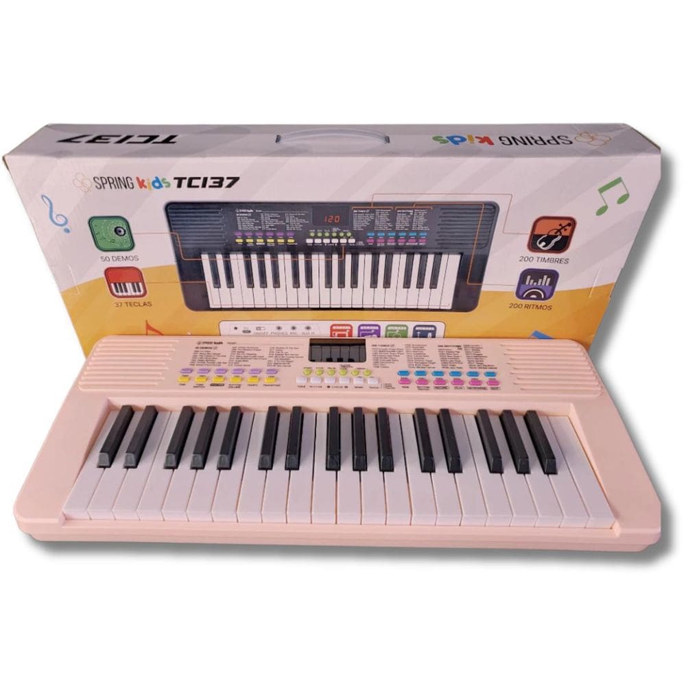 Teclado Musical Infantil 37 Teclas Tci37R Rosa Spring + Mic