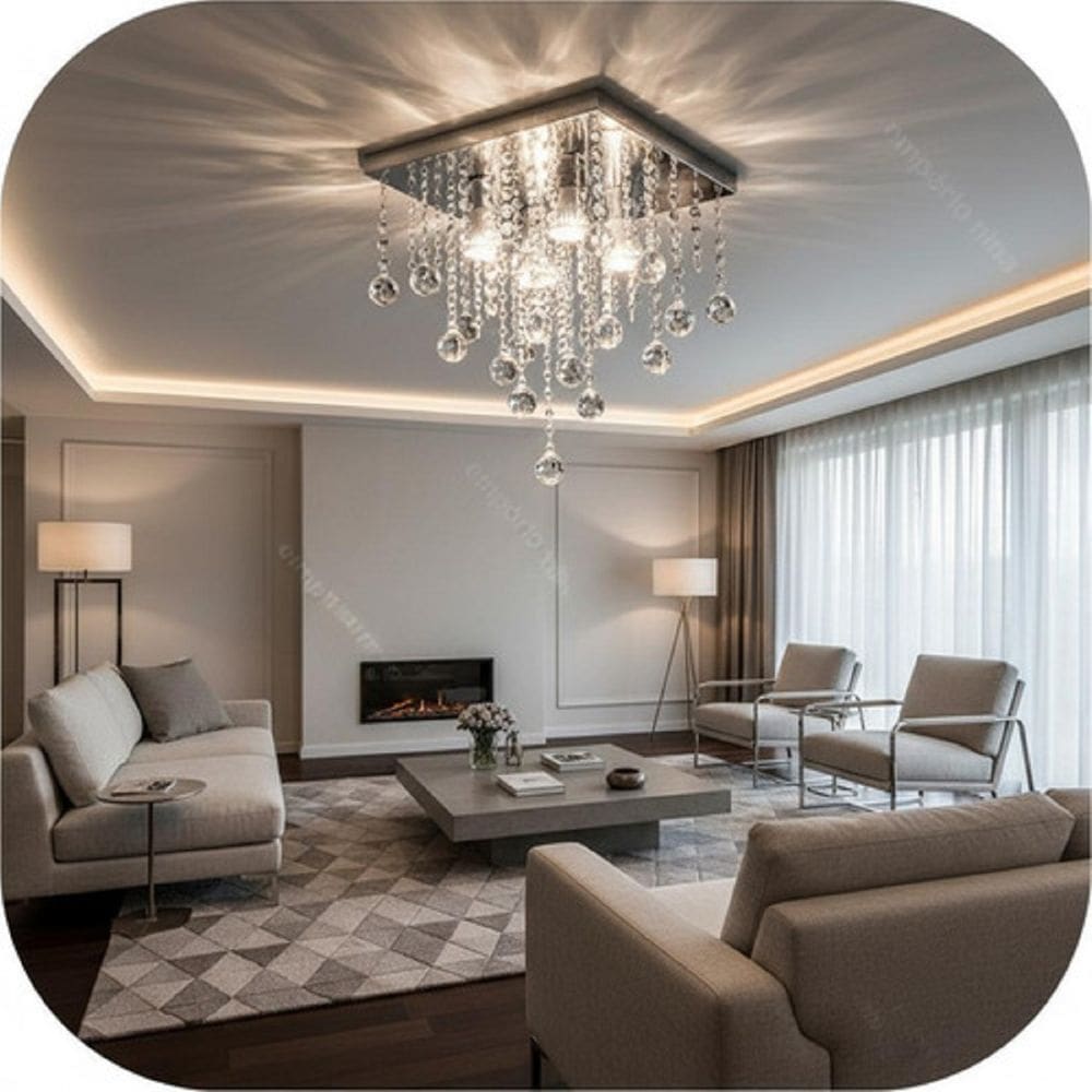 Lustre Para Cozinha, Sala, Quarto, Hall Em Cristal Base30x30