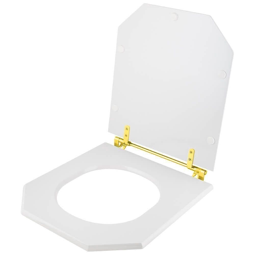 Assento Sanitario Branco P/ Vaso Incepa C/ Ferragem Dourada