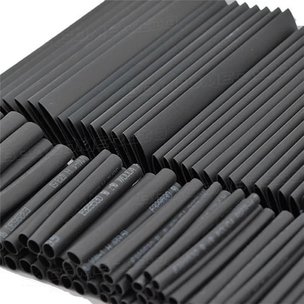 2X Kit Tubo Espaguete Termo Retrátil 328 Unidades Cor Preto