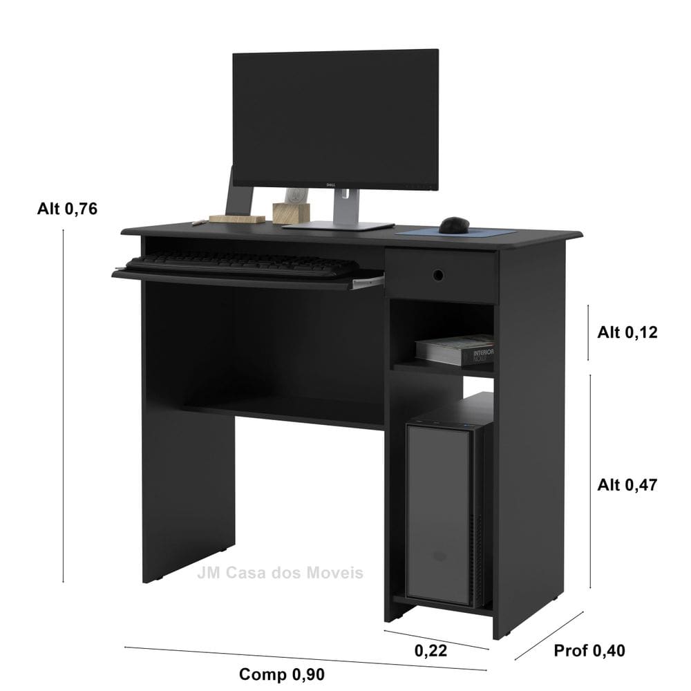Mesa Computador Notebook Estudos Vilhena Plus Cor Preto