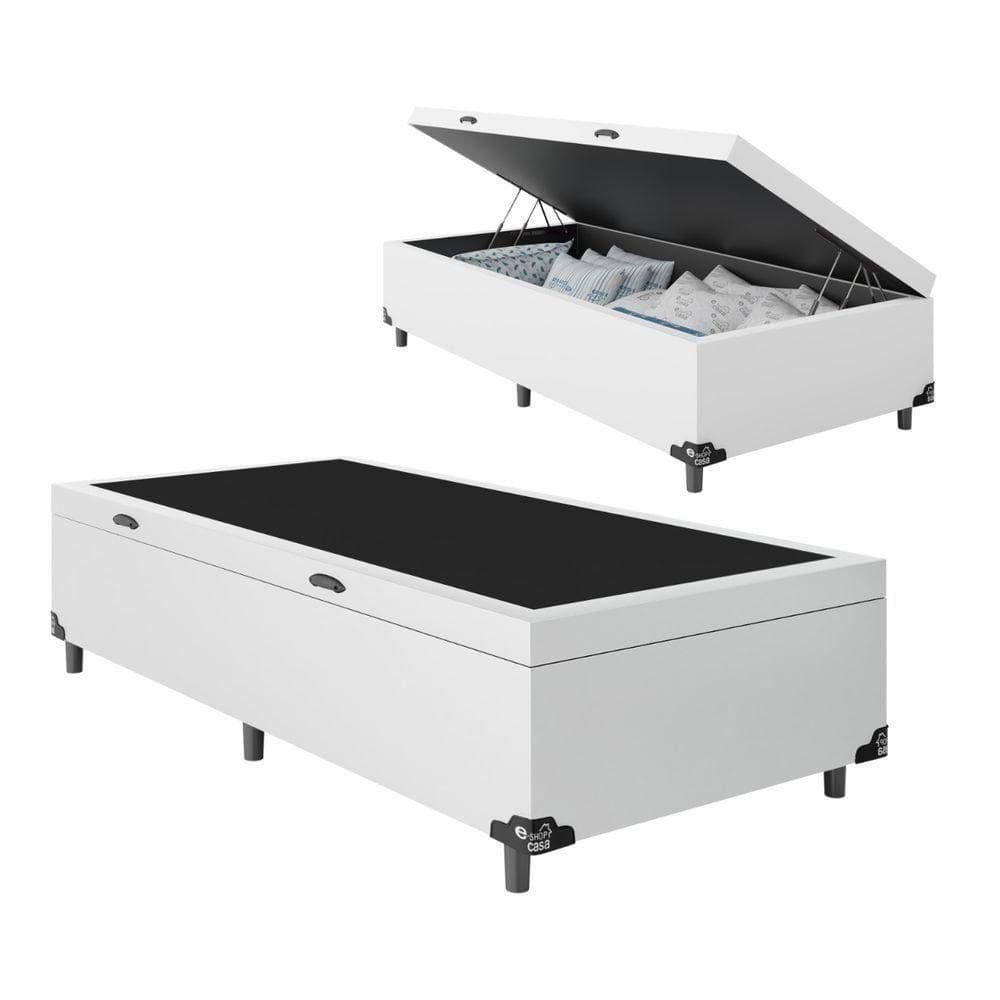 Cama Box Baú Solteiro Suede Branco 42x88x188