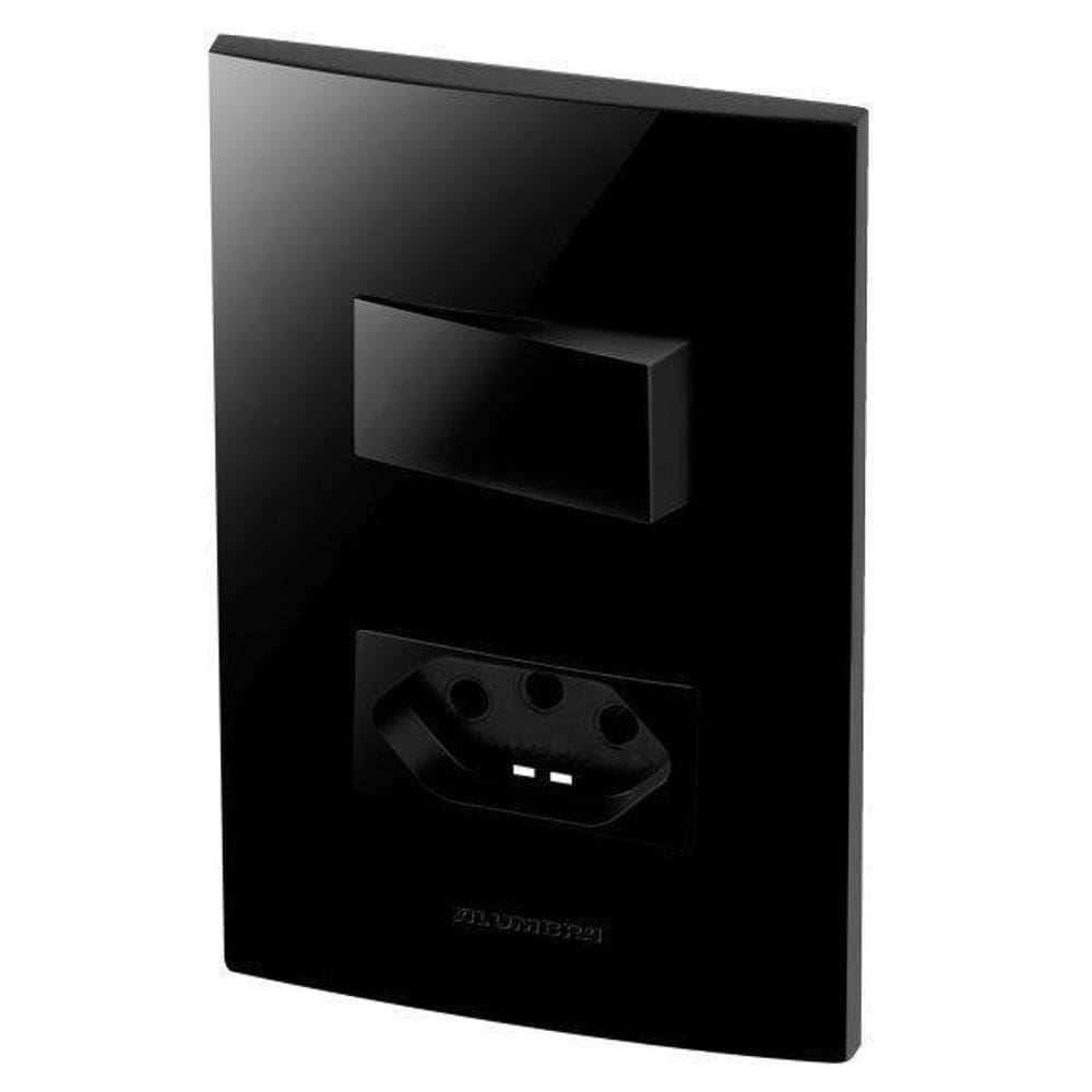Conjunto 1 + 1 Tomada 20A - Inova Black Piano