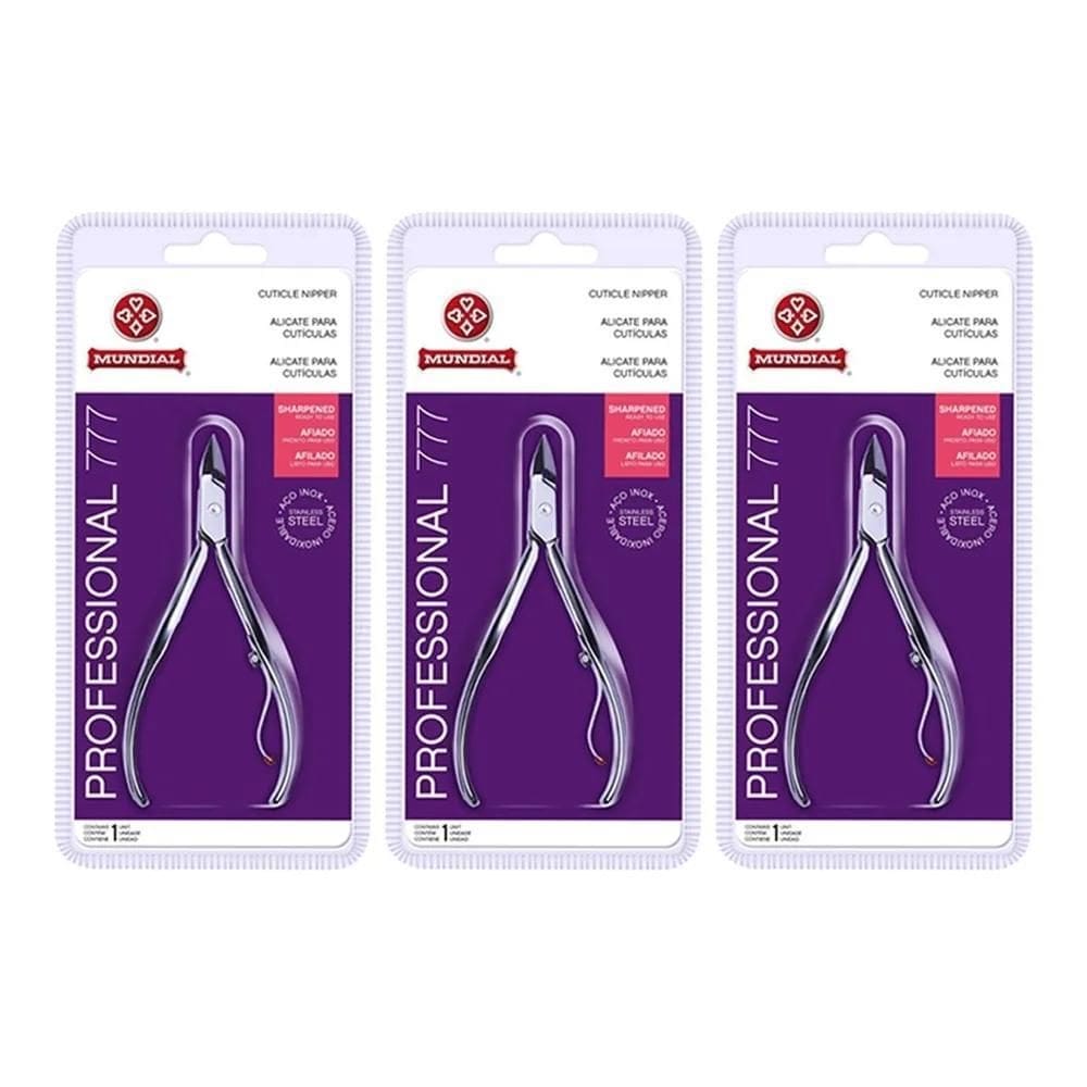 Kit Alicate Cutícula 777 Mundial Profissional Com 3Unid