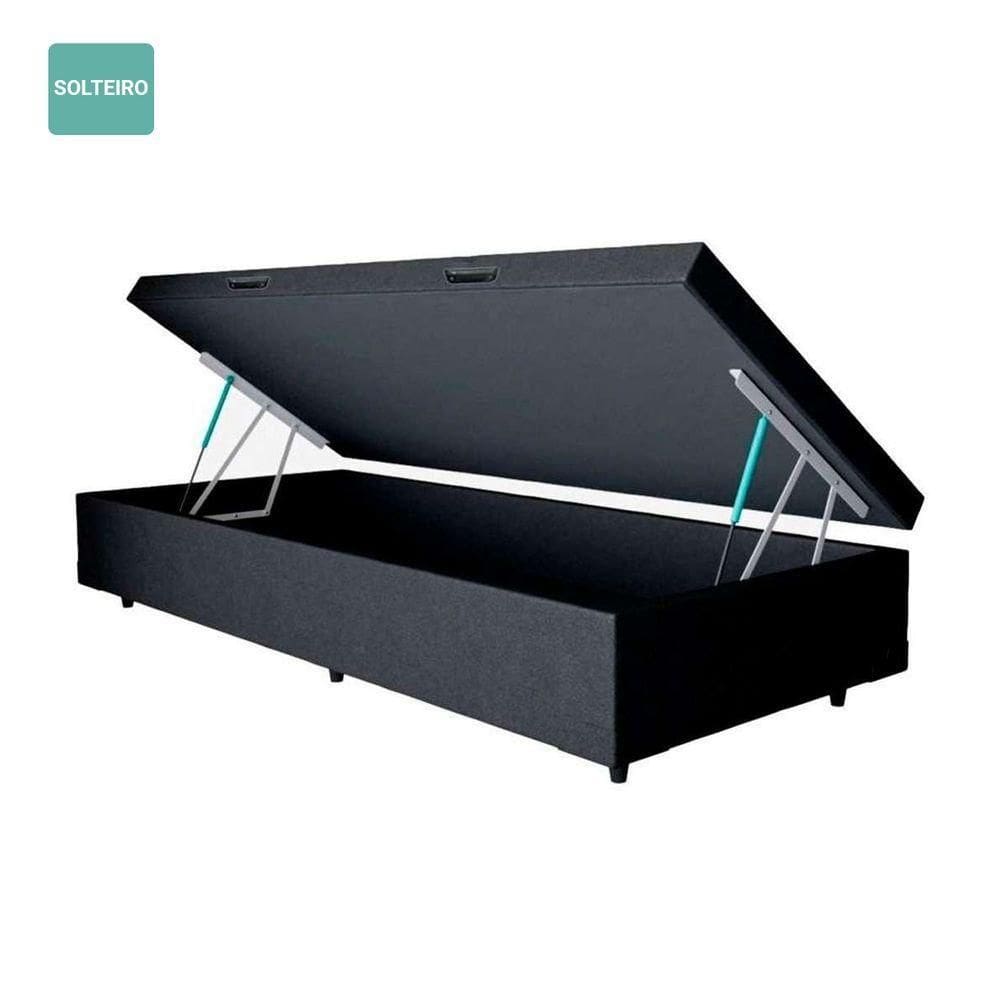Cama Box Baú Solteiro Suede Preto 42x88x188