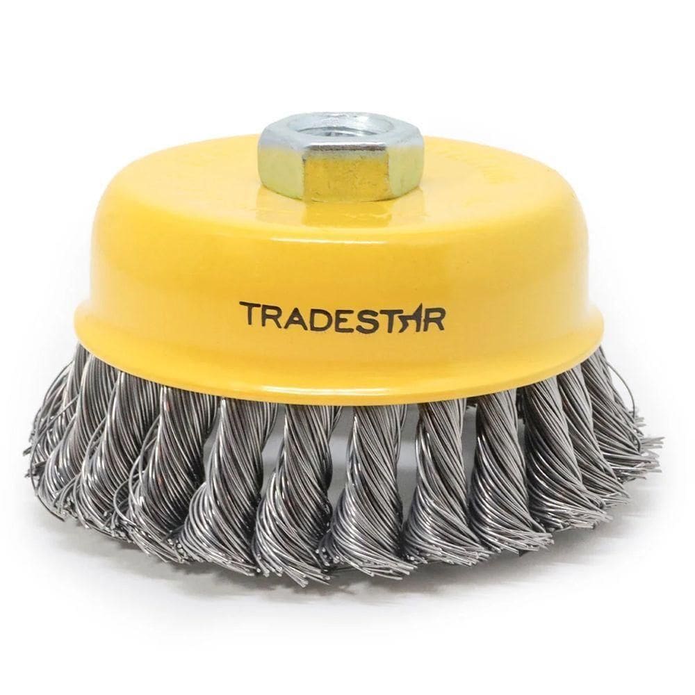 Escova Copo 4`` Aço Torcido Rosca M14 Tradestar