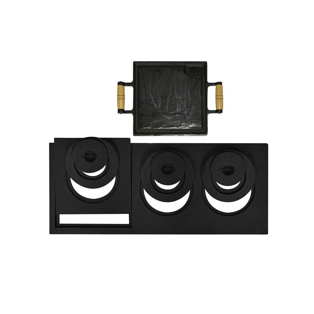 Chapa Fogão A Lenha Multiuso 3 Bocas Bifeteira Ferro Fundido