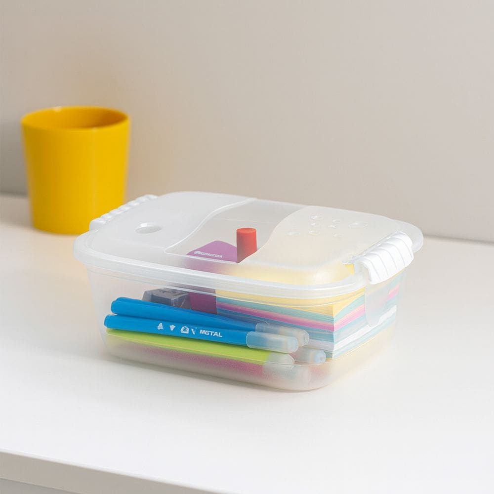 Caixa Organizadora Plástica Baixa Transparente Multiuso Empilhável Ideal para Armários Gavetas ou Prateleiras