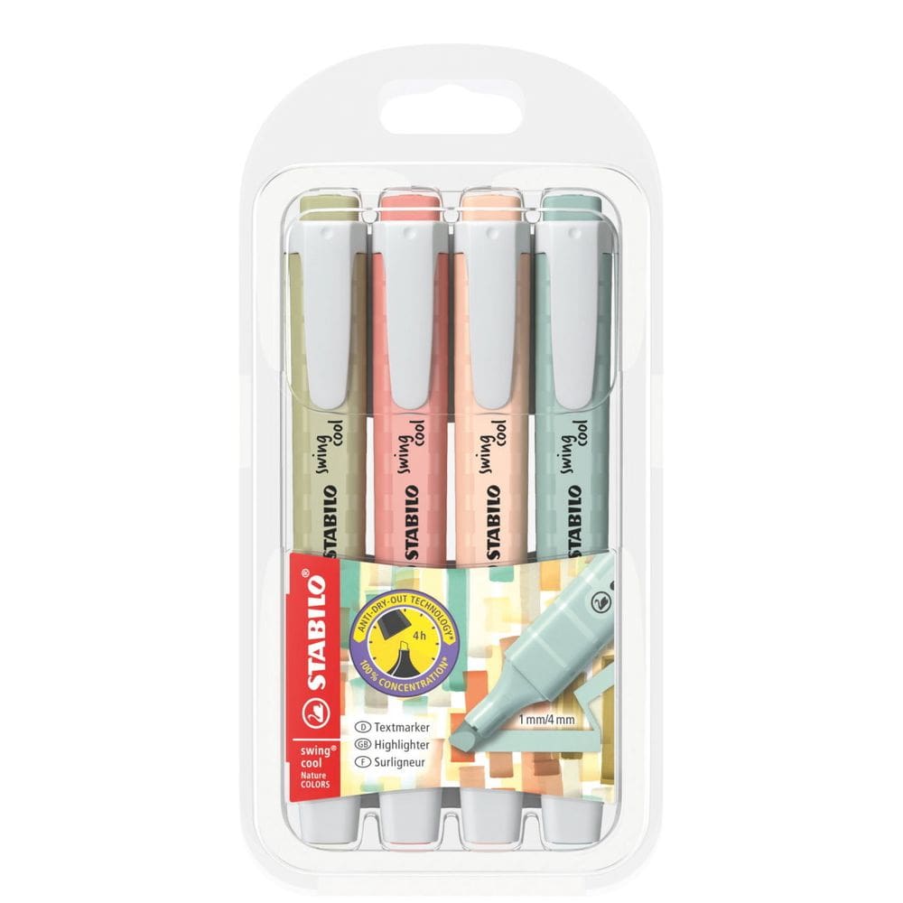 Marca Texto Stabilo Swing Cool 4 Cores Nature Colors