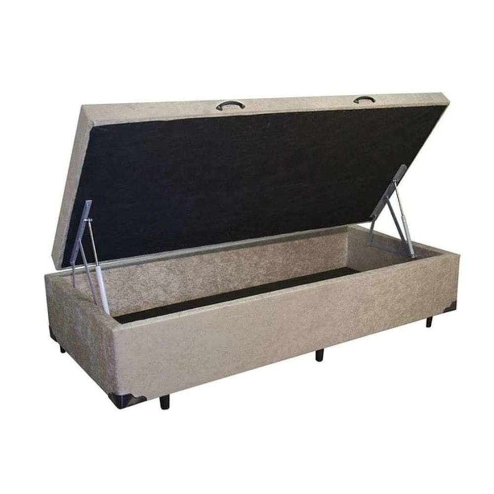 Cama Box Baú Solteiro Suede 42x88x188 Bege
