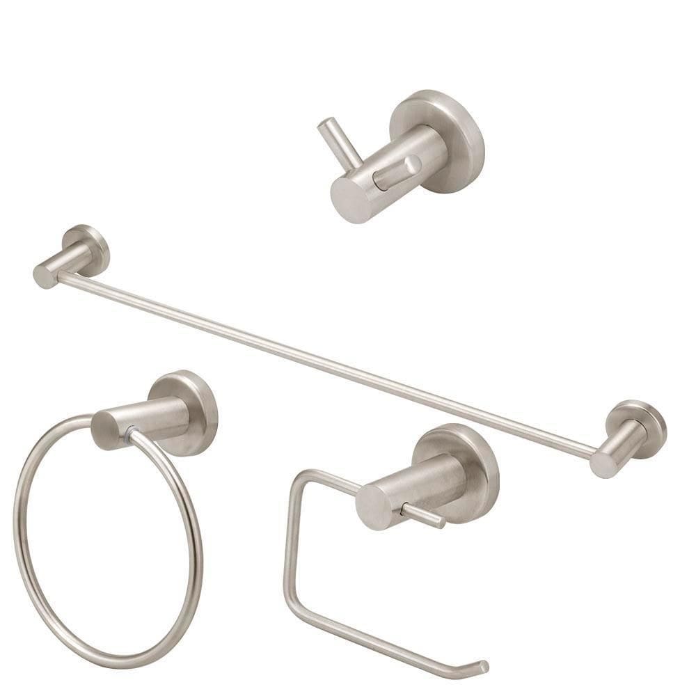 Kit Acessórios Banheiro Inox Escovado 4 Peças Completo