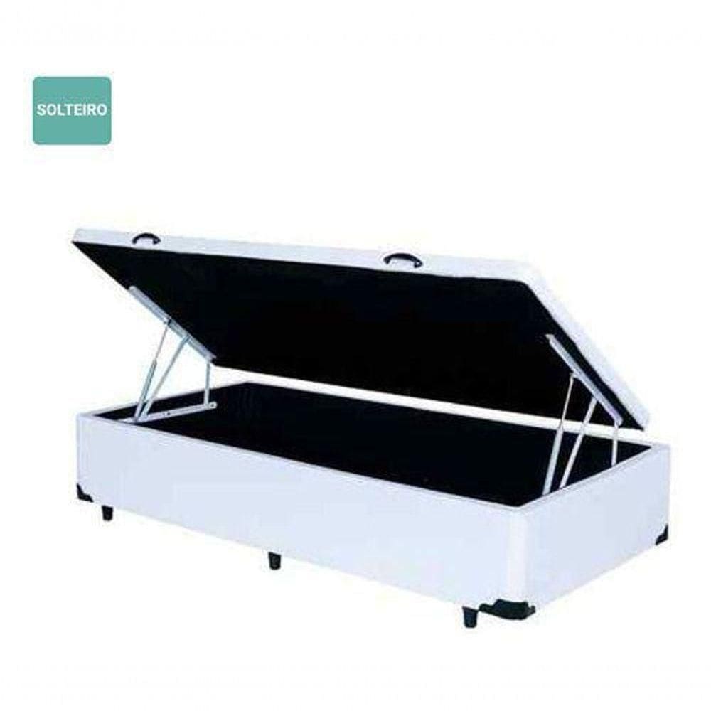 Cama Box Baú Solteiro Sintético Branco 88x188