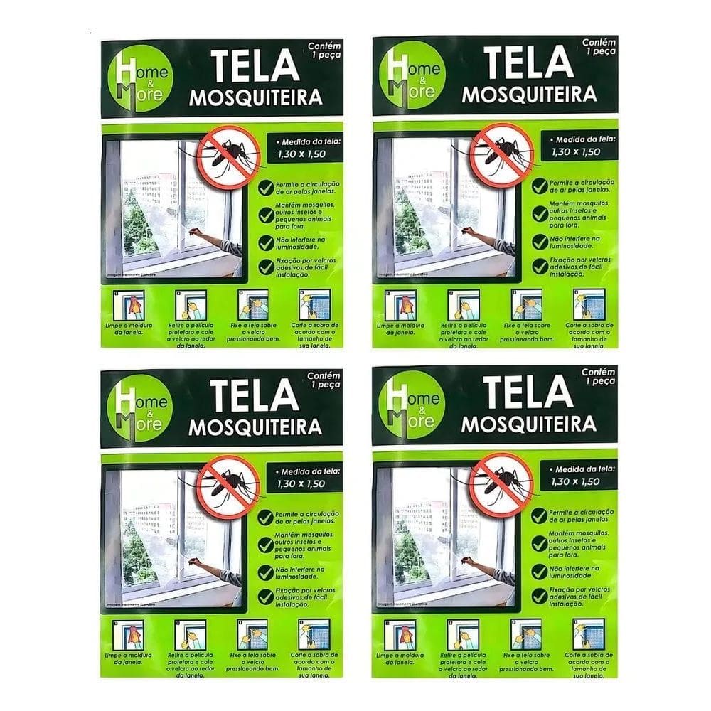 2X Kit 4 Telas Mosquiteiras Janela Anti-Inseto Mosquito 150X