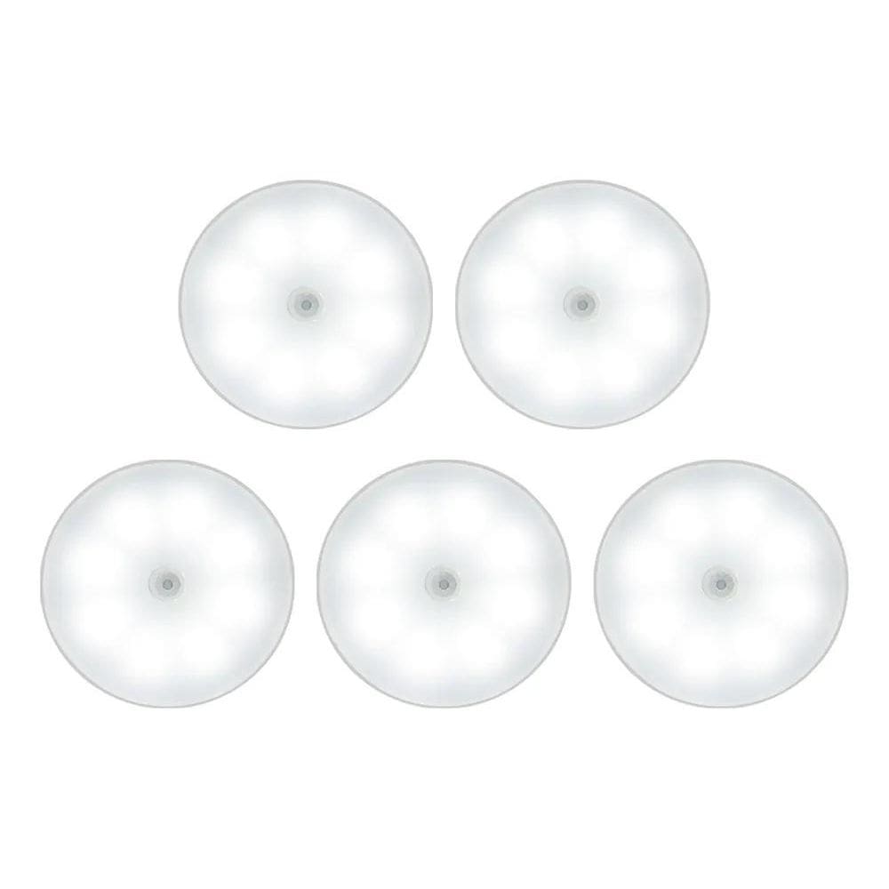 2X Kit5 Luminária Led Sensor Redonda Branca Usb Genérica