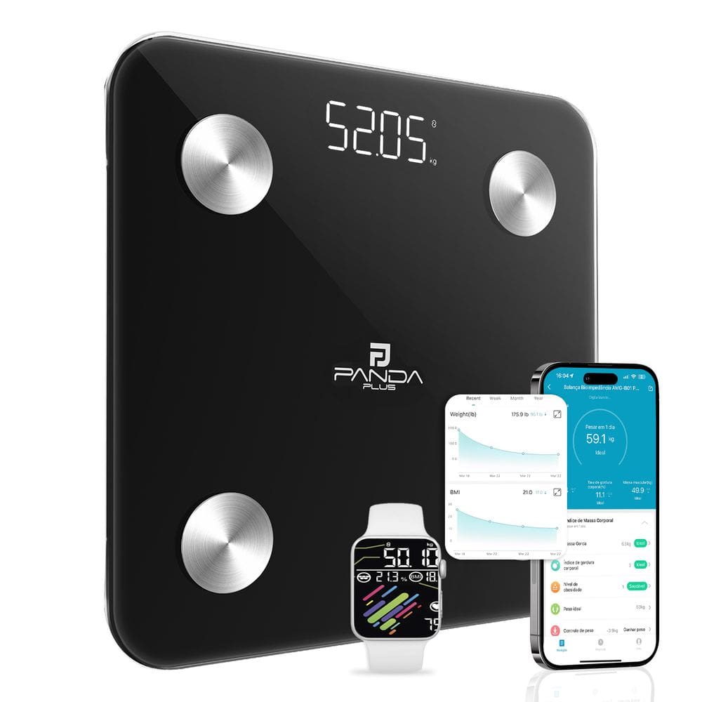 Balança Digital Coporal Inteligente 180kg Bioimpedância App Pandaplus Bluetooth