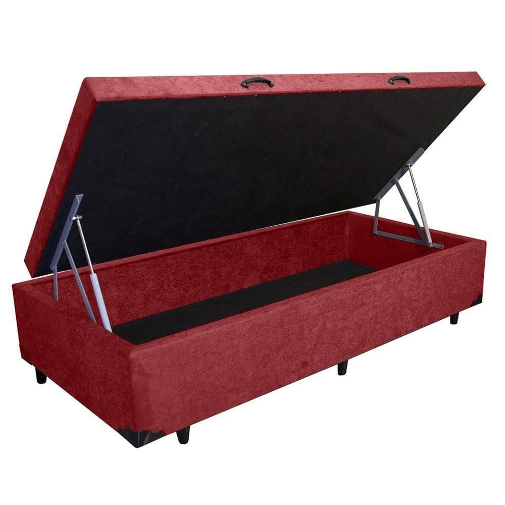 Cama Box Baú Solteiro Vermelho Suede 42x88x188