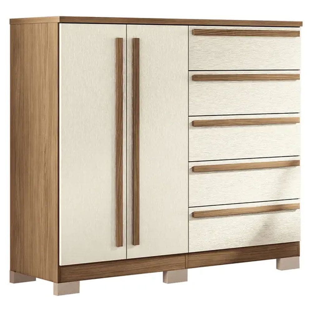 Cômoda Málaga Gold 2 Portas Bater 5 Gavetas Santos Andirá