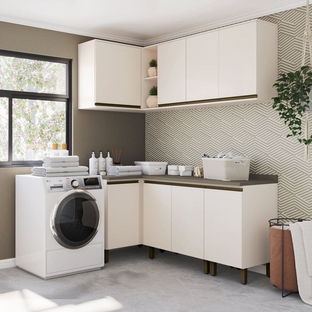 Lavanderia Modulada 6 Peças com Tampo Connect Off White