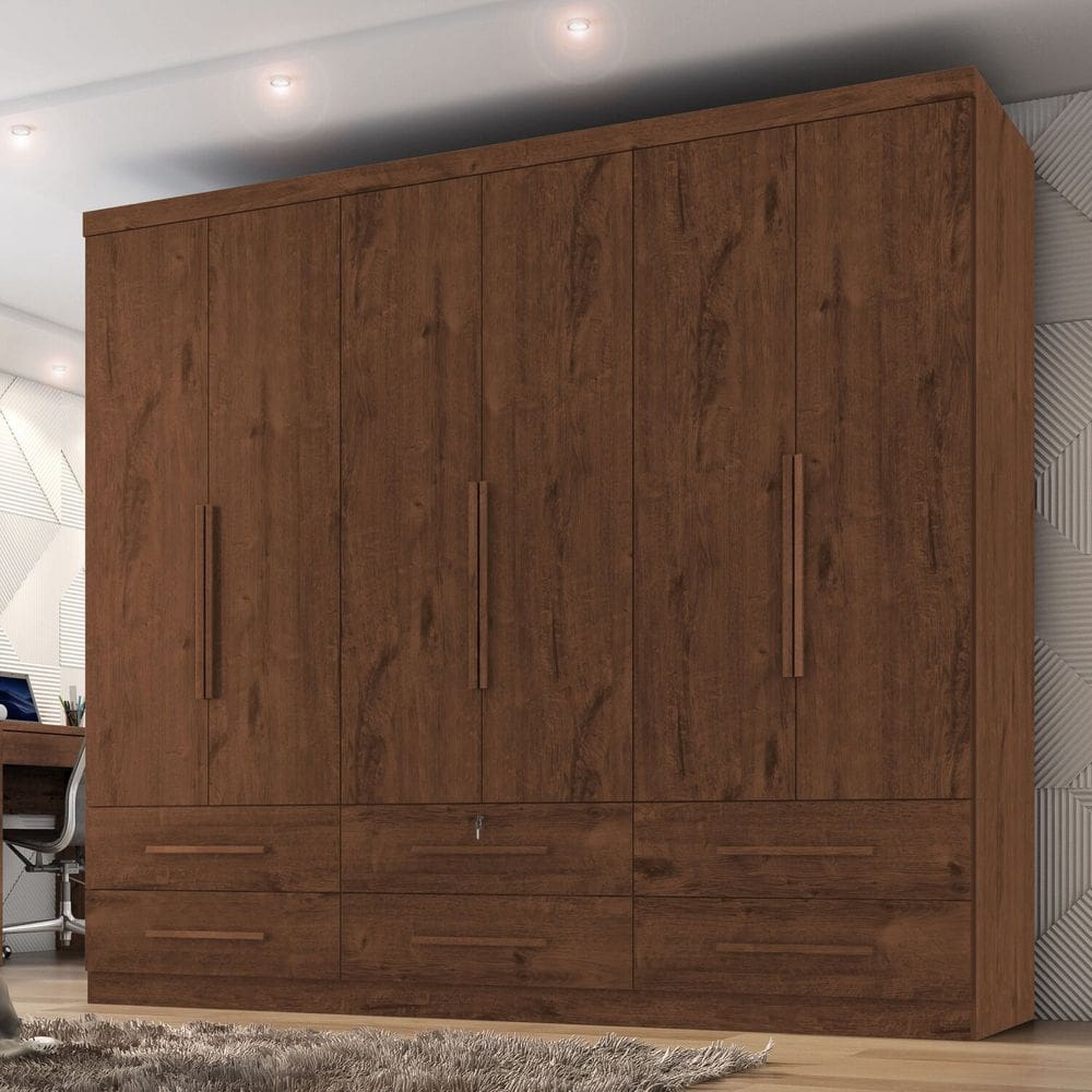 Guarda-roupa Casal 6 Portas 6 Gavetas Maximus Plus Jacarandá