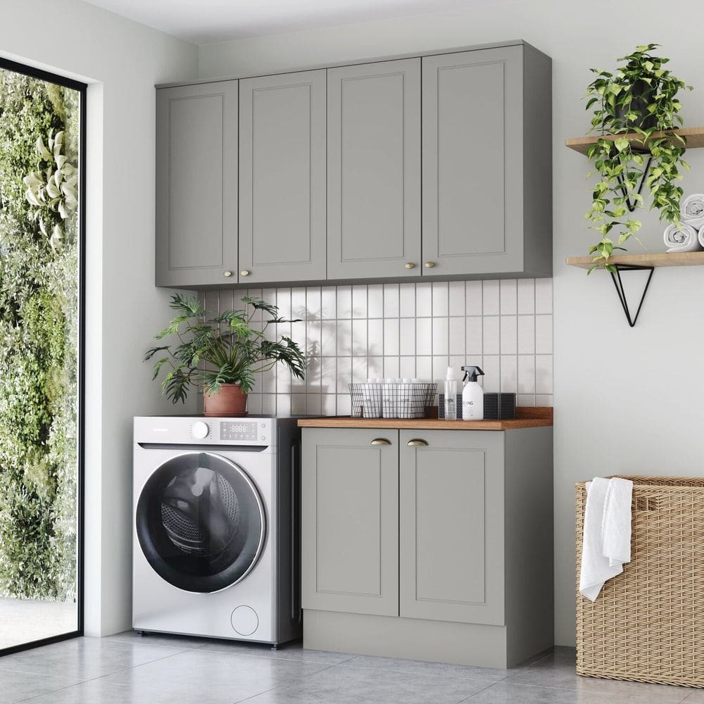 Lavanderia Modulada 3 Peças com Tampo Internacional Cinza/Natural