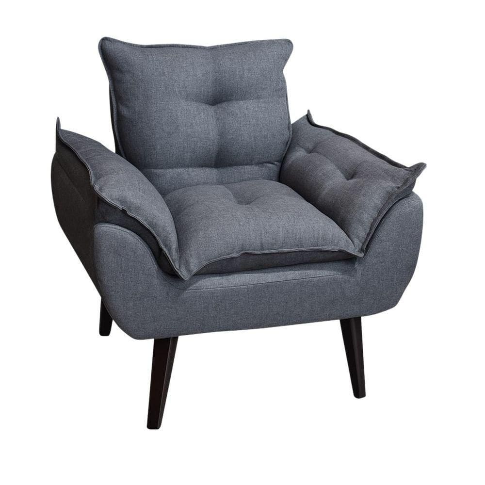 Poltrona/cadeira Decorativa Glamour Opala Com Pés Quadrado Grafite Linho