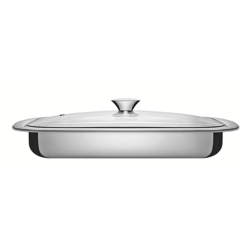 Assadeira Tramontina Cosmos Retangular em Aço Inox com Tampa de Vidro 43 cm 4 Litros 61315434