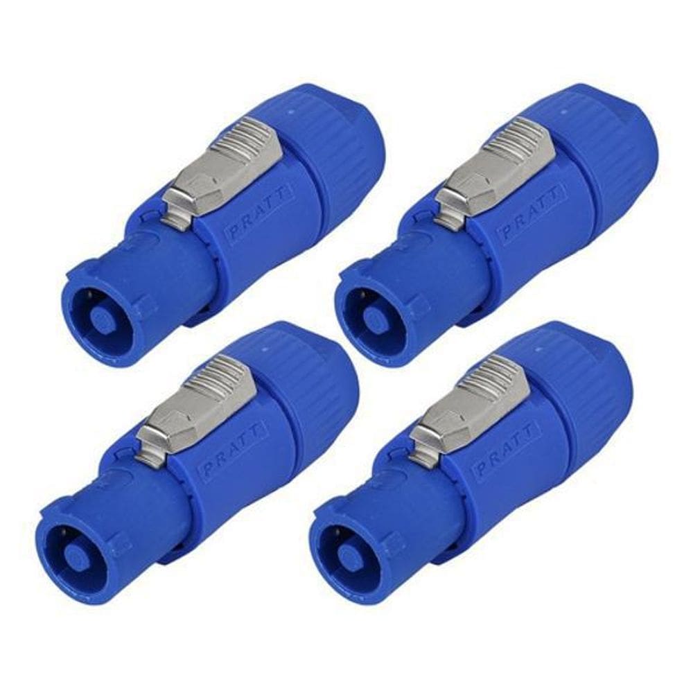 Kit 4 Conector Powercon Macho In 3 Vias Azul Pratt