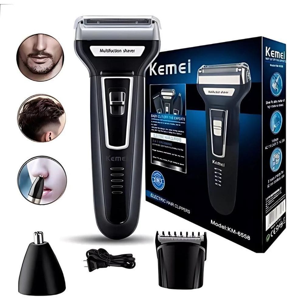 Barbeador Profissional Kemei Lâminas Afiadas E Durabilidade