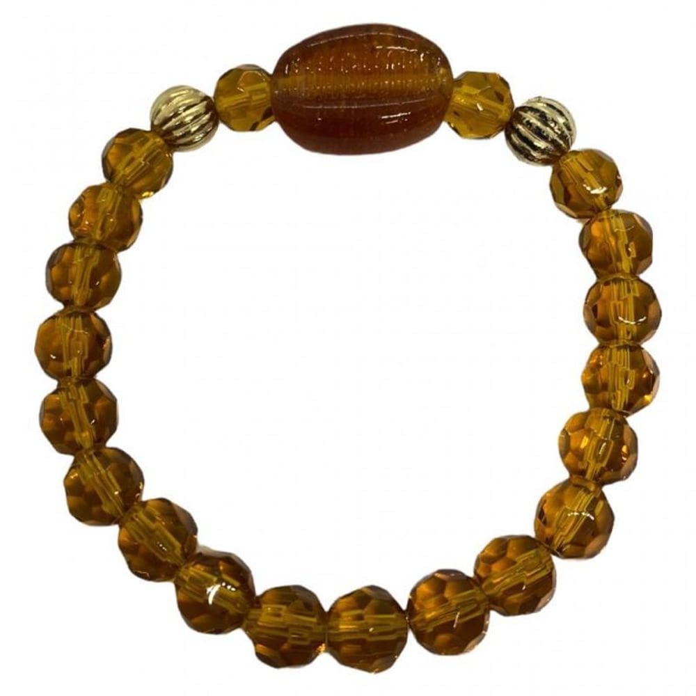 Pulseira Oxum Búzios Cor Amarelo Ambar Cristal E Silicone