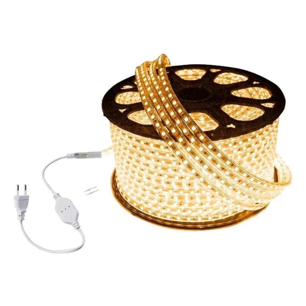 2X 1M Fita Led 110V Branco Quente 3000K