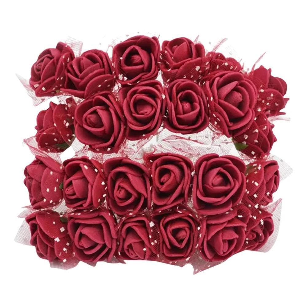 2X 144 Mini Rosas Flores Rosinha Artificial Eva Cetim Decora