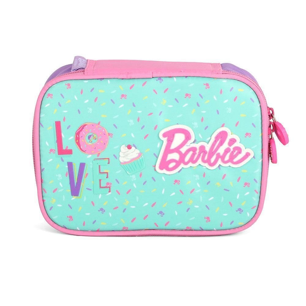 Estojo Box Baú Escolar Barbie Love Turquesa Luxcel