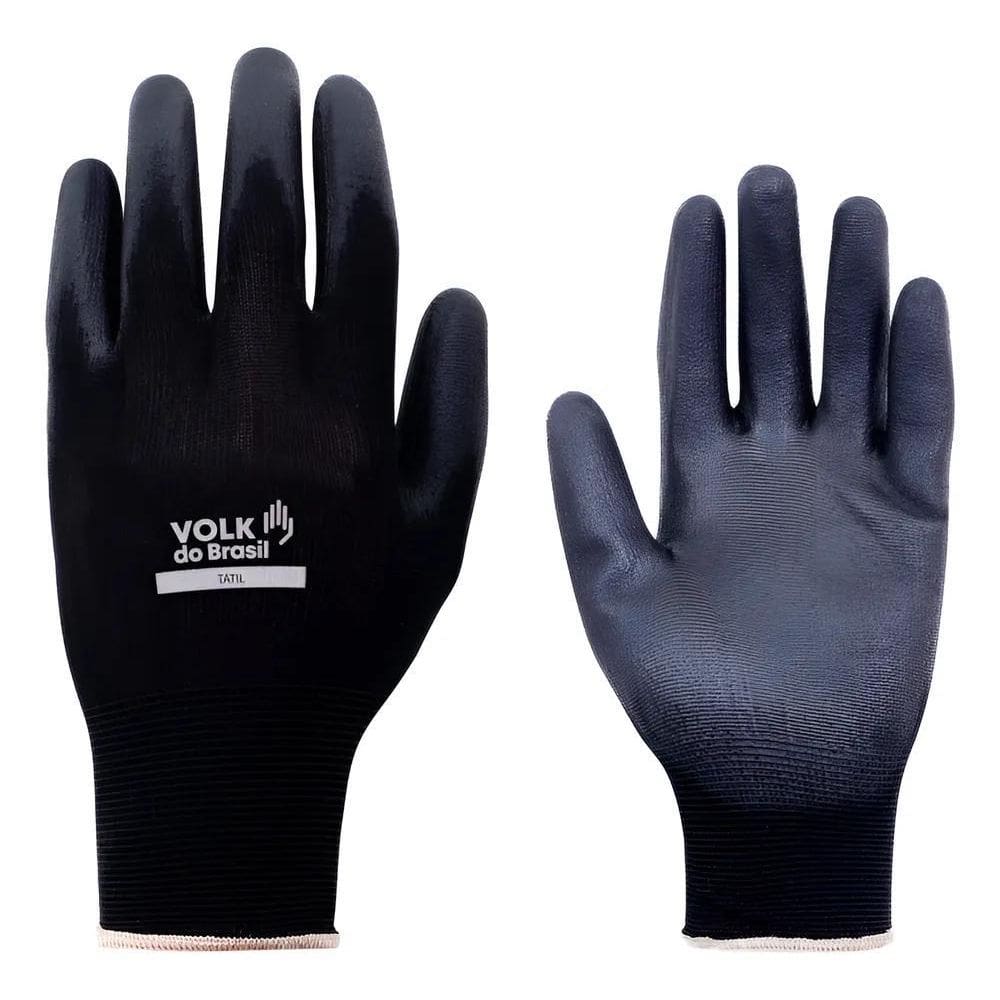 2X Luva De Nylon Pu Multiuso Tátil Preta Para Serviços Gerai