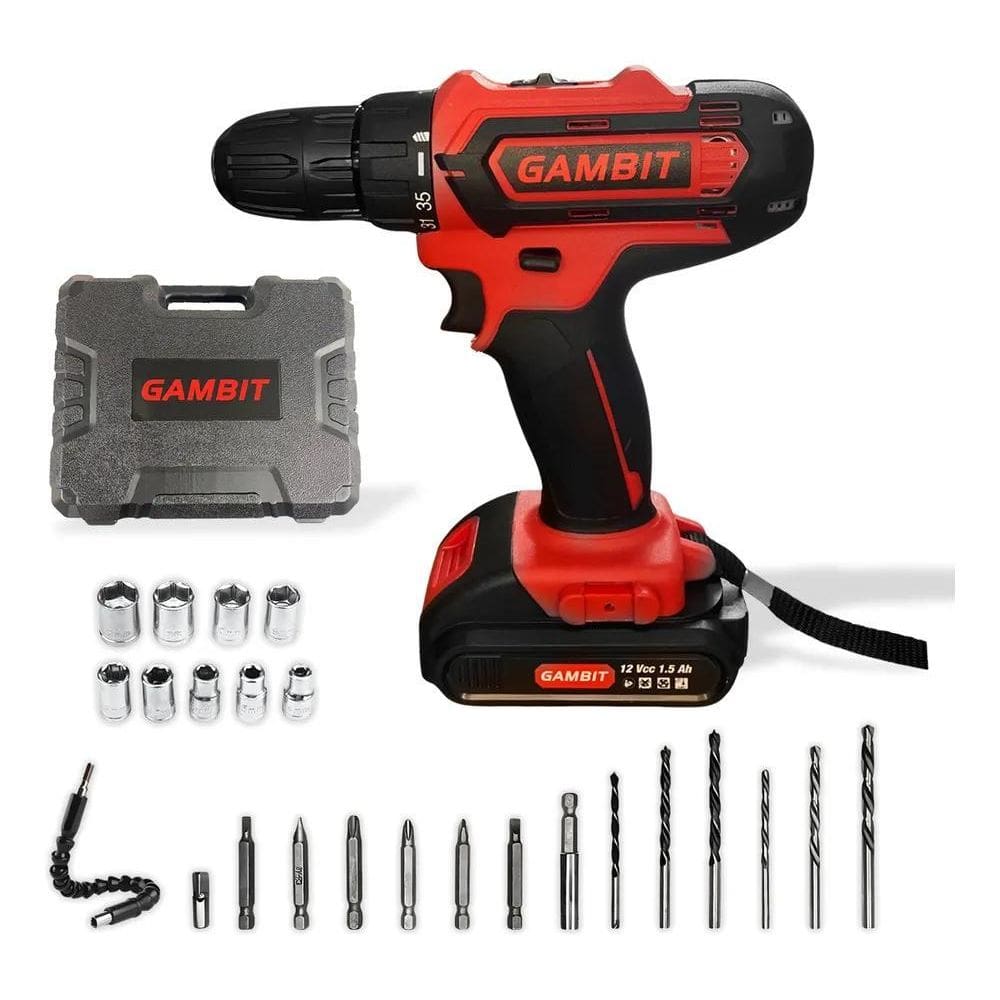 Furadeira Parafusadeira Gambit Kit Profissional Com Maleta