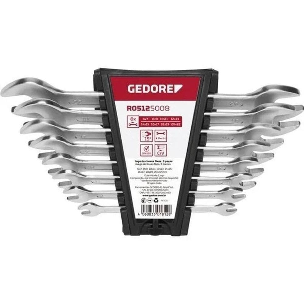 Jogo Kit Chave Fixa 6 À 22 Mm 8 Peças R05125008 Gedore Red